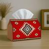 1pc Tribal Geometric Folk Modern Geometric Abstract Decorative Tissue Holder | Southwestern Diamond Red Design for Home, Parties, Car, Kitchen & Bathr