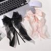 Lace Bow Ribbon Hair Clips Long Tails Ribbon Satin Hairpins Elegant Coquette Barrettes  Women Girls