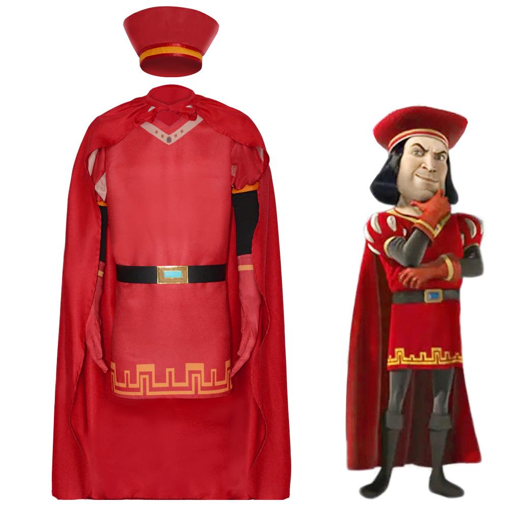 Cosdaddy Lord Farquaad Cosplay Kostüm Erwachsener Herren Mantel Hose Hut Uniform Mittelalterliches Outfit Halloween Karnevalskostüm