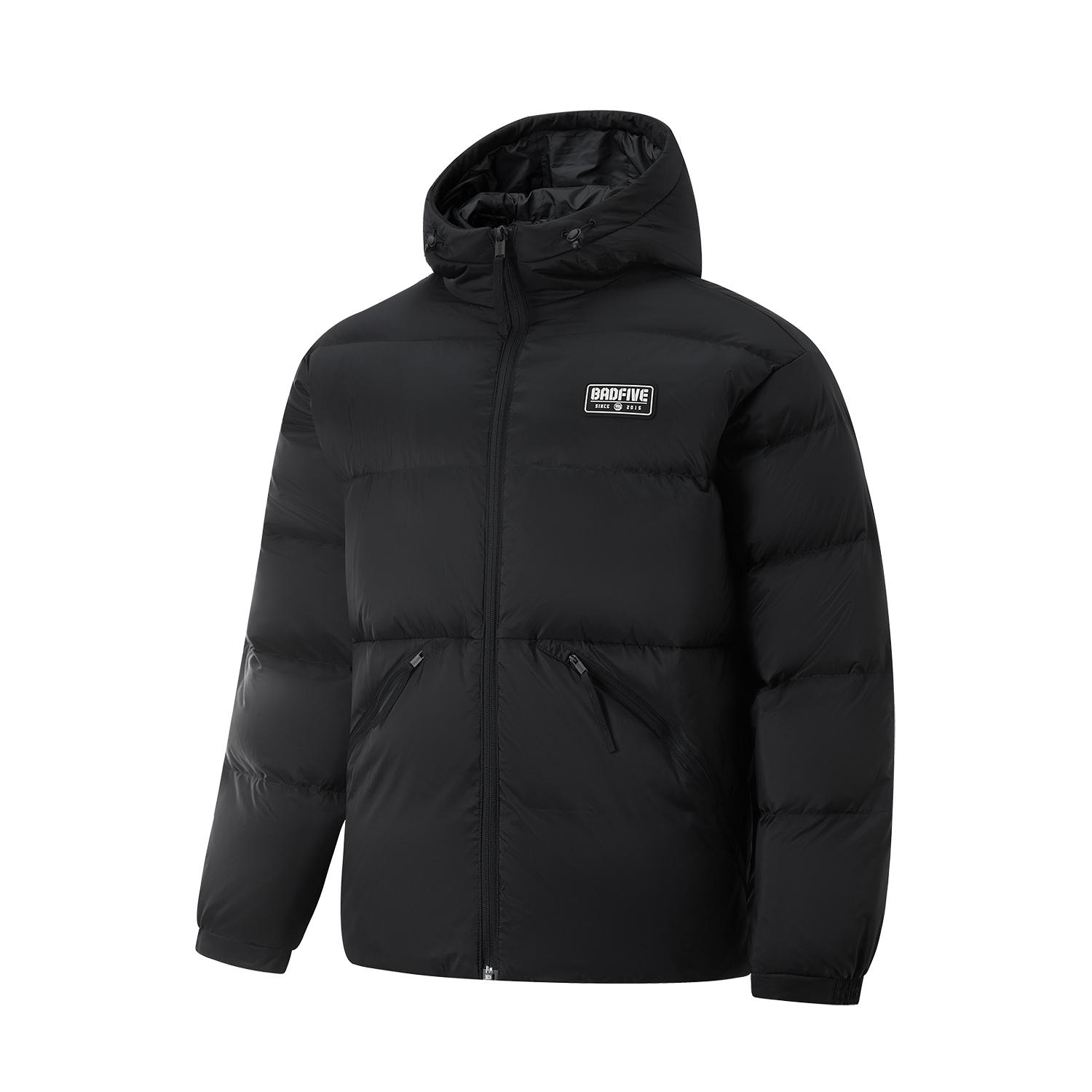 

Li Ning Anti-Five Series однотонная куртка-пуховик с капюшоном на молнии, удобная, дышащая, универсальная, мужская верхняя одежда, черный цвет AYMU481-4 XL