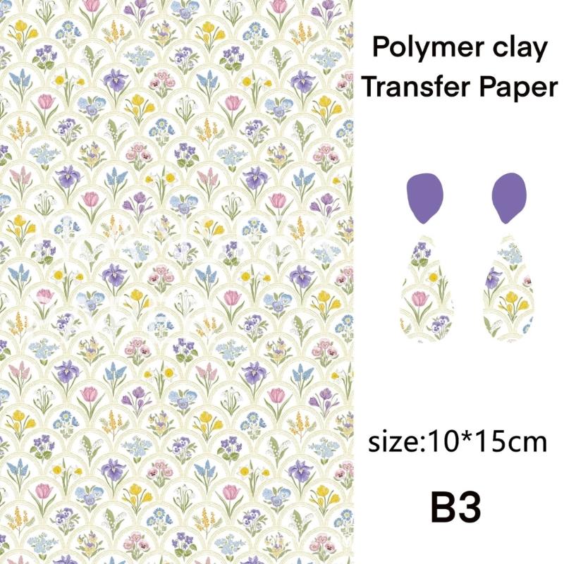 Creative Flower Designs Transfer Sheets Essential Jewelry Making Floral Transfer Sheets for Clay Jewelry Charm