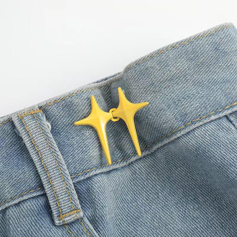 1 Pair Cross Star Waist Buckle Buckle Detachable No Nail No Stitch Waist Button Waist Circumference Change Waist Artifact