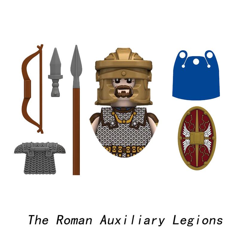 Medieval Ancient Military Figures Series Legion Flag Bearer Trumpeter Crossbowman Centurion Infantry Model Building Blocks Toys