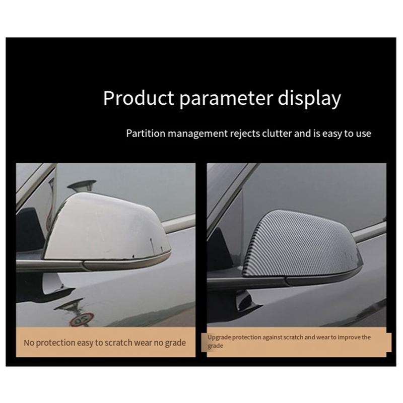 Car Rearview Mirror Cover Carbon Fiber For Tesla Model 3 2017-2024 Rearview Mirror Cap Decorative Modified-A87Q