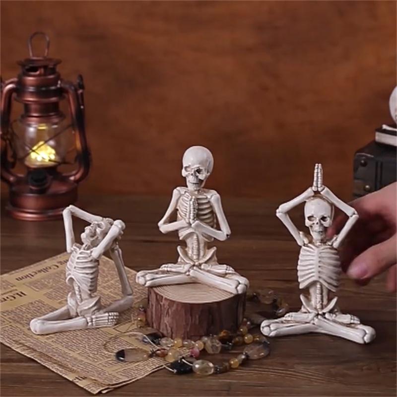 Geisha Halloween Skull Yoga Mini Ornament European Style Resin Craft Decoration