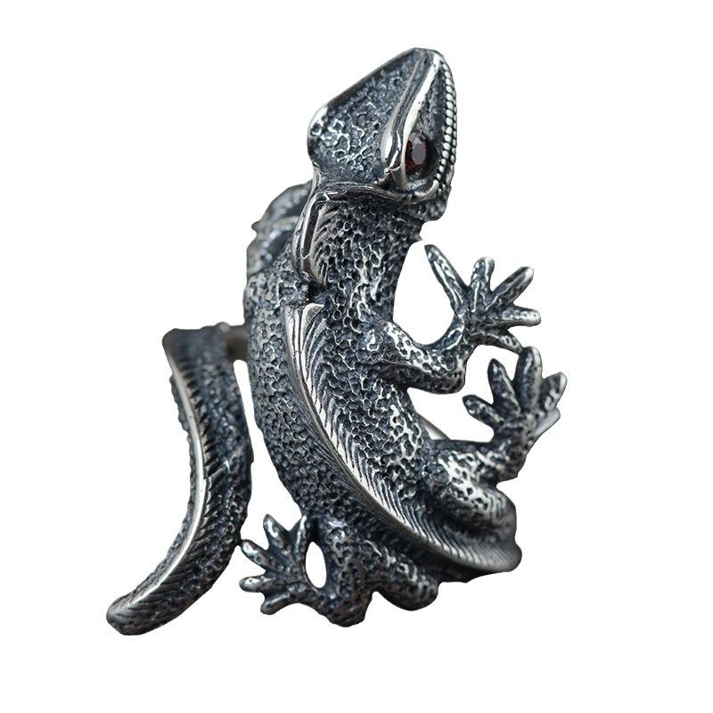 Vintage Silber Farbe Tier Eidechse Ringe für Männer Frauen Trendy Gecko Hip Hop Rock Ring Schmuck Geschenk