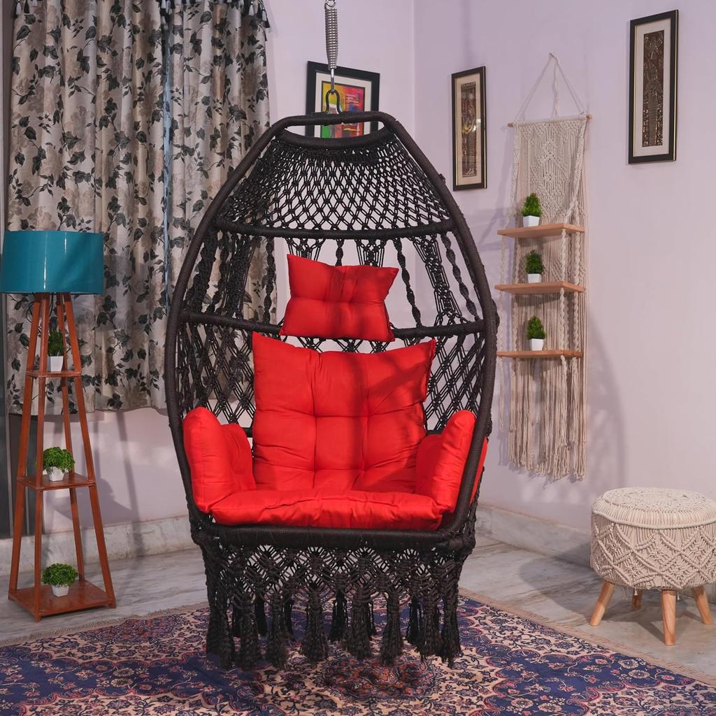 Polyester Foldable Egg Chair/Swing Chair for Adults// 200Kgs Weight Capacity-Brown