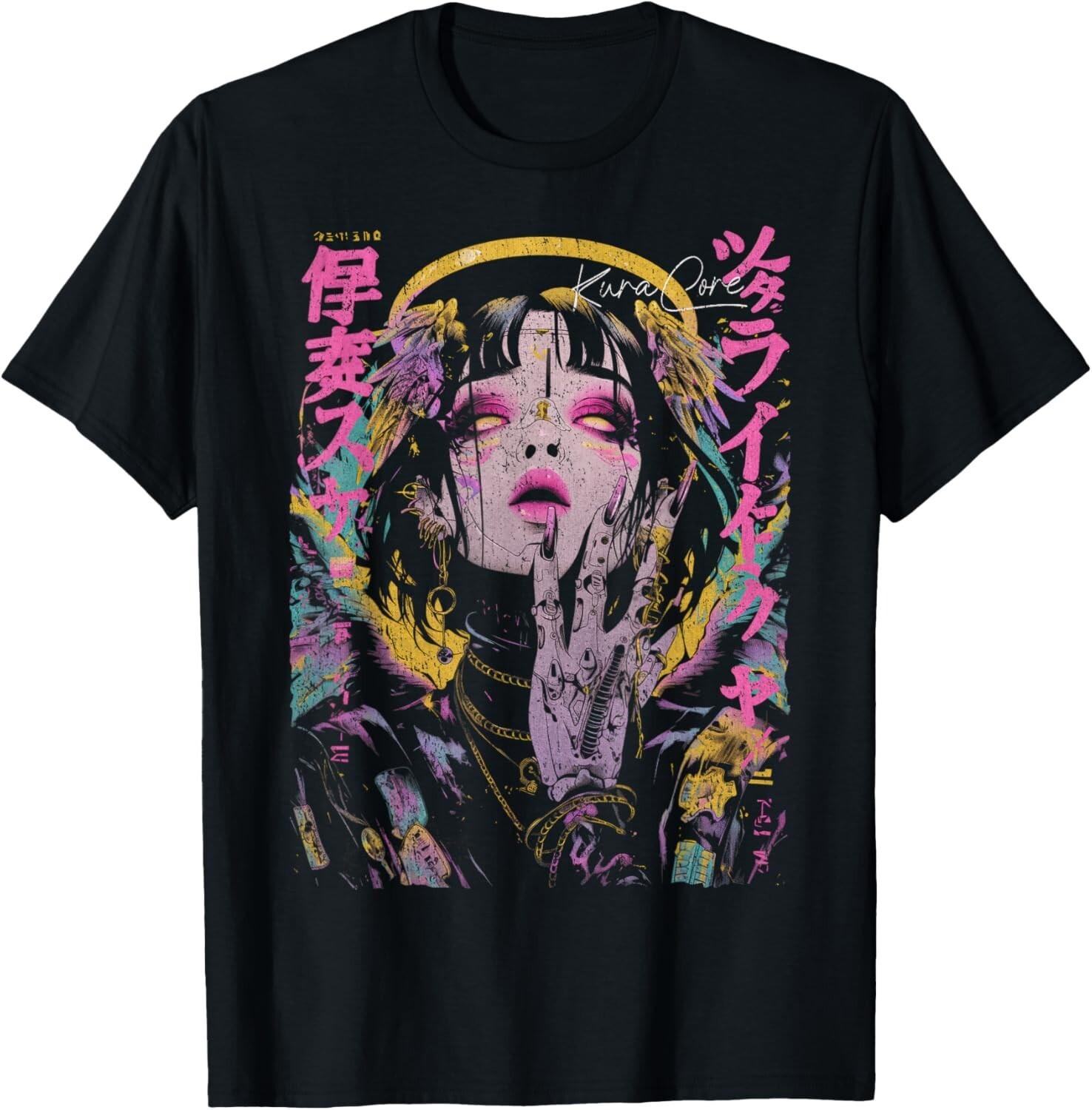 Japanese Streetwear Cyberpunk Angel Techwear Manga Anime T-Shirt S