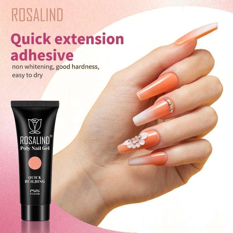ROSALIND 10ml Poly Nail Gel Semipermanent UV Gel Acrylic Liquid Hybrid Varnish Top Coat For Finger Extension