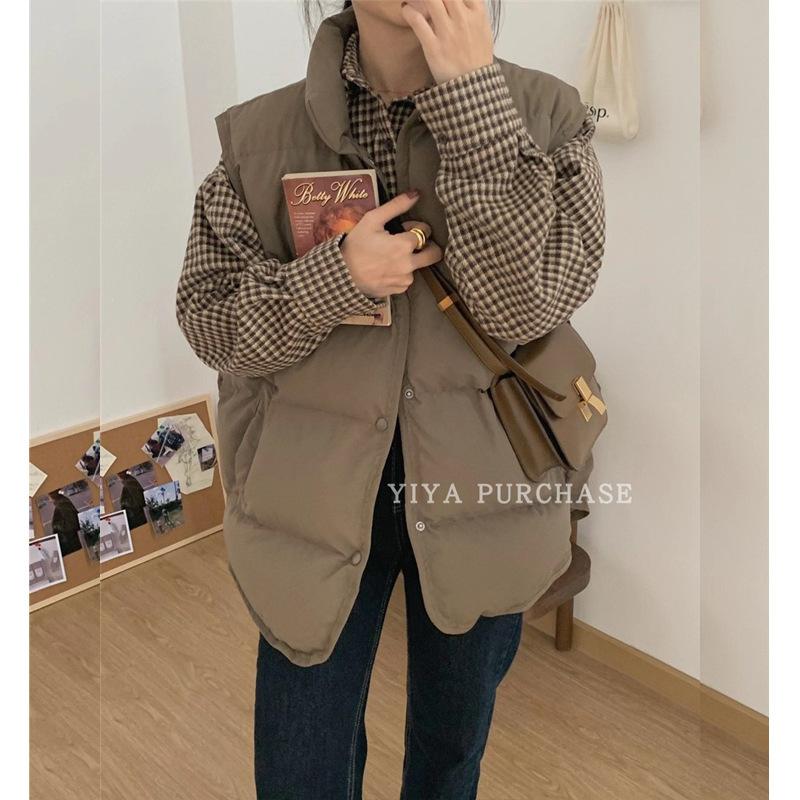 

Down cotton vest women s short winter new loose student vest outside wearing vest jacket XL