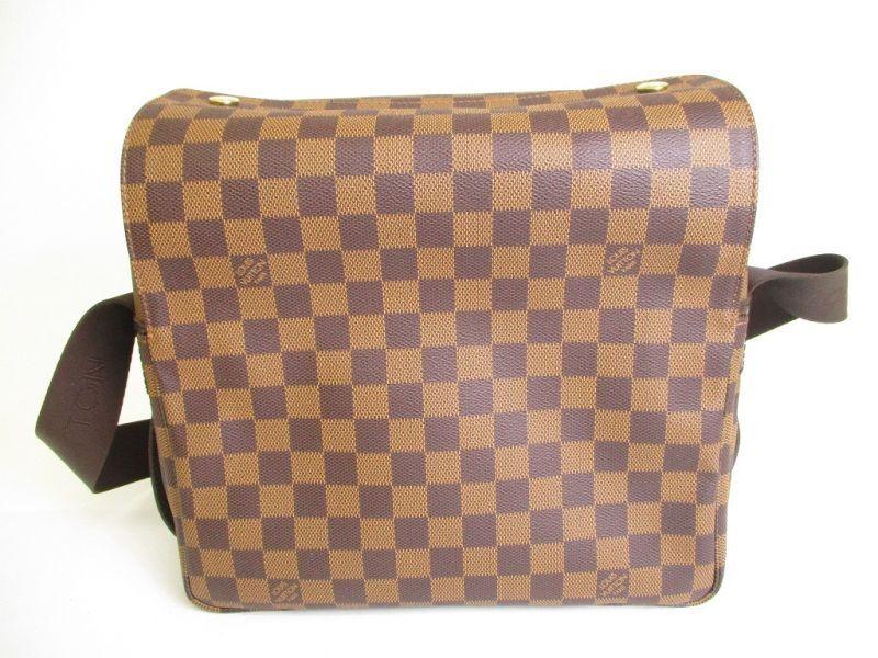 Authentic LOUIS VUITTON Damier Brown Leather Messenger Crossbody Bag Naviglio #9733  Refurbished