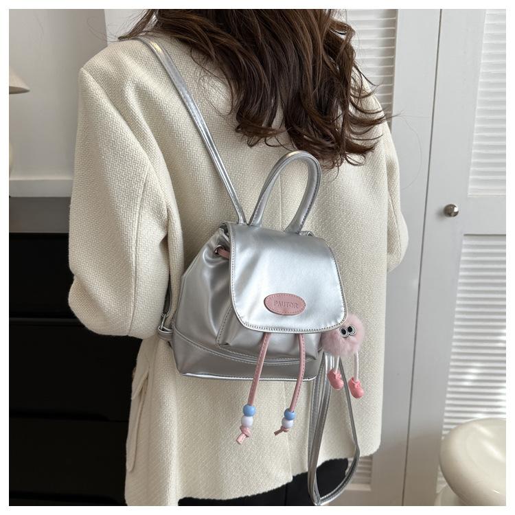 Women's Faux Leather Backpack New Retro Style Commute Bag Dual Shoulder Handbag Versatile Bookbag