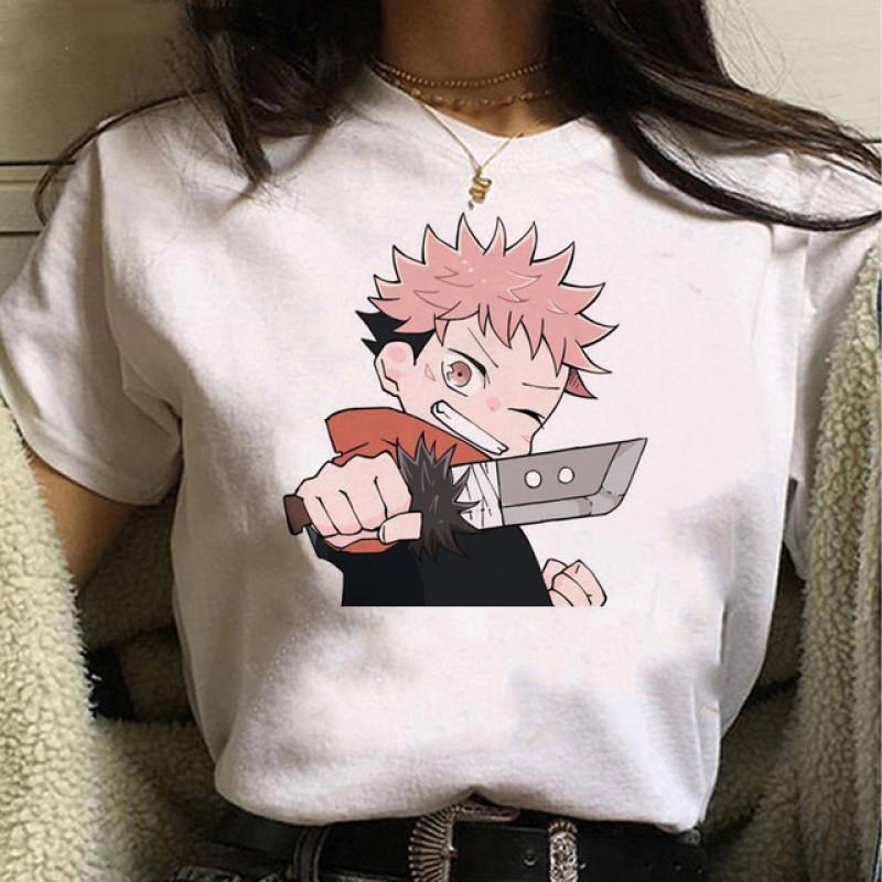 Goth Kläder Gojo Grafisk T-shirt Anime Jujutsu Kaisen Rolig Sommar T-shirt för Kvinnor Japanska T-shirts Tecknad Kvinno T-shirts