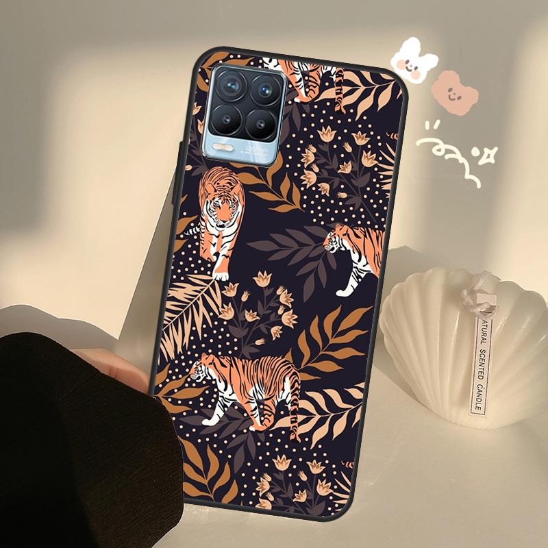 Tigers Leopards tropical leaves Case For Realme GT7 Pro GT6 C65 C67 C61 C53 C55 C51 C25 C63 C71 C75 11 12 13 14 15 Pro Plus