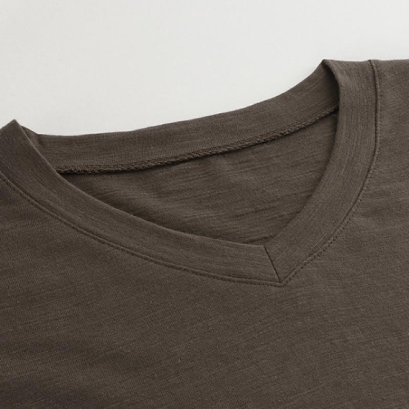 Shop Women V Neck Slub Long sleeVe T shirT Brown Dai Wsh 1056