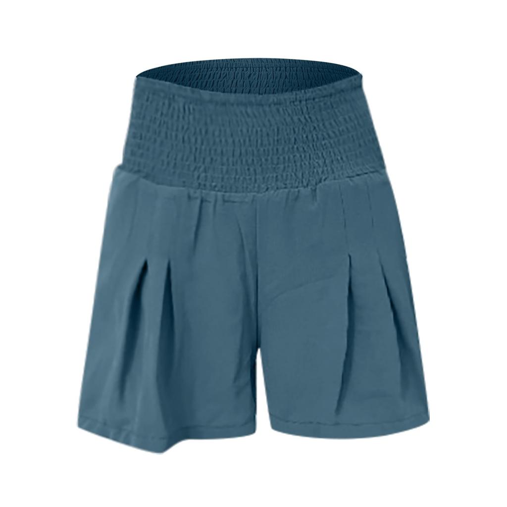 Women's Casual Loose Beach Pants Solid Color Ruffle High Waist  Shorts