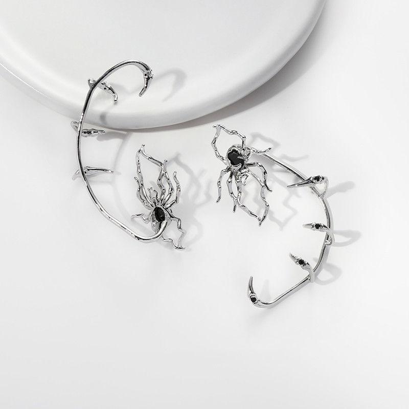 1Pc Punk Spider Claws Zircon Cuff Earrings Women No Piercing Goth Animal Black Crystal Ear Clip Dark Spider Clip Earring Jewelry