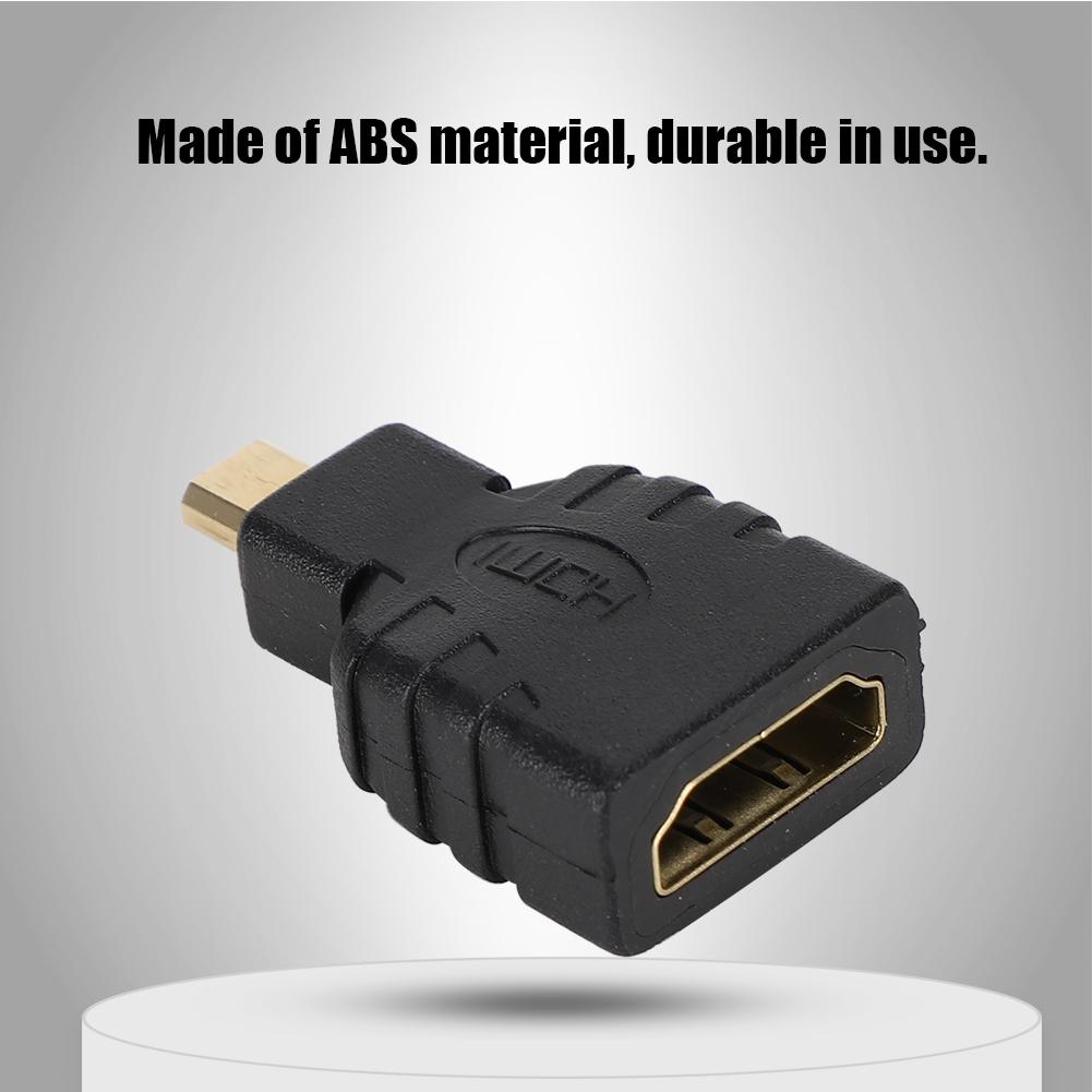 10 Pcs Black ABS Micro HDMI to HDMI Adapter Connector Support 1080P for Raspberry Pi 4B