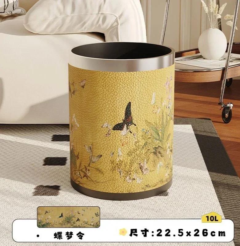Antique Style Leather Trash Can High Quality Wastebasket Home Living Room Bedroom Trash Bin Wastebasket Home Accessories