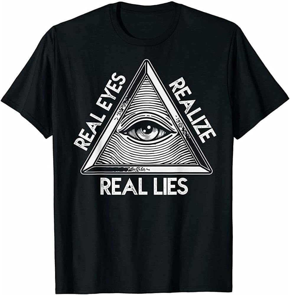Realize Real Lie Illuminati Truth Secret Patriot Conspiracy Black Men T Shirt 4XL