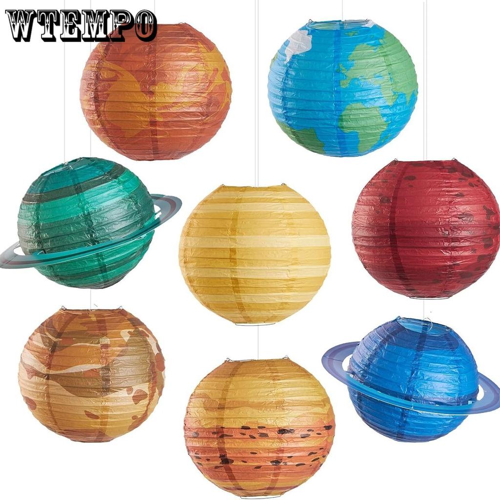 16pcs Eight Planets Paper Lanterns for The Mid-Autumn Festival Planet-themed Decorations for Kindergartens