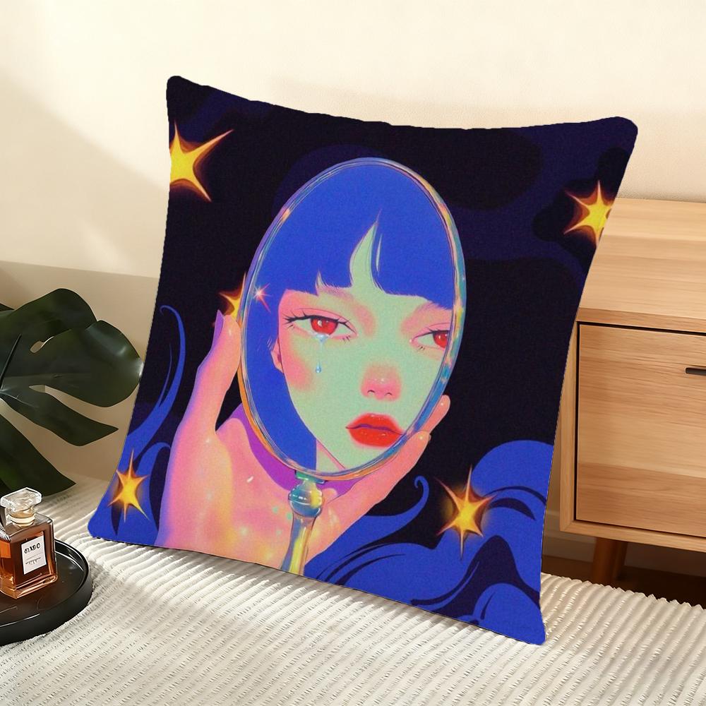 Cushion Cover Silky Short Plush Home Sofa Cushion Cover - Invisible Zipper Home Decoration Neon Dream