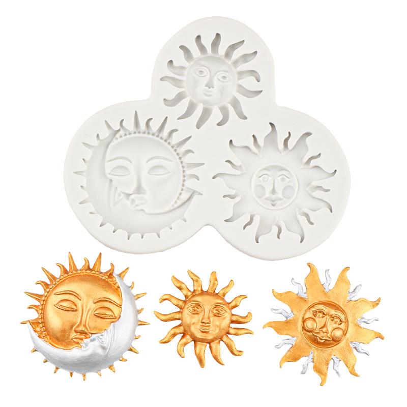 Sonne Mond Gesicht Fondant Silikonform DIY Kuchen Dekorationswerkzeug Sugarcraft Schokolade Ton Gumpaste Form Cupcake Backwerkzeug