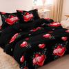 3pcs Duvet Cover Set,Romantic Valentine'S Day Peach Heart Print Bedding, Love Printed Fashion Classic Soft And Comfortable