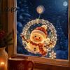 Holiday Home Decor Christmas Suction Cup Window Light, 7.8-Inch Double-Layer Warm LED Winter Decoration Battery Powered Hanging Light for Glass