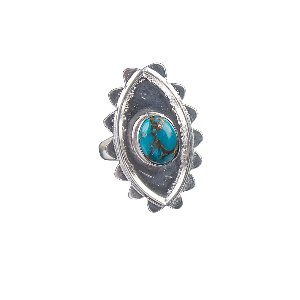 Blue Copper Turquoise Gemstone 925 Sterling Silver Jewelry Handmade Dainty Ring RR-6-22