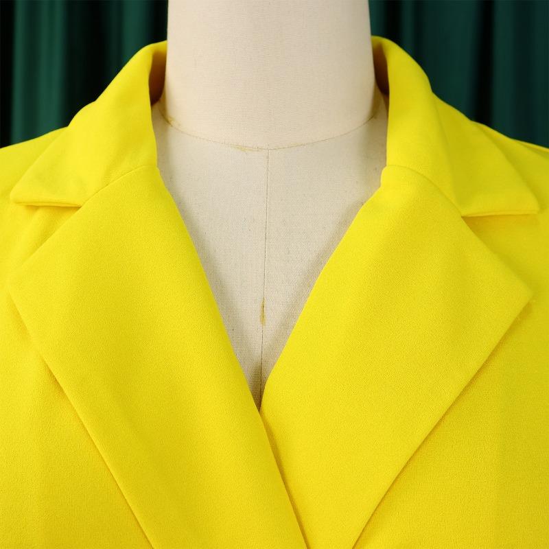 Women Elegant Color Block Turn Down Collar High Waist Pleated Office A Line Dress