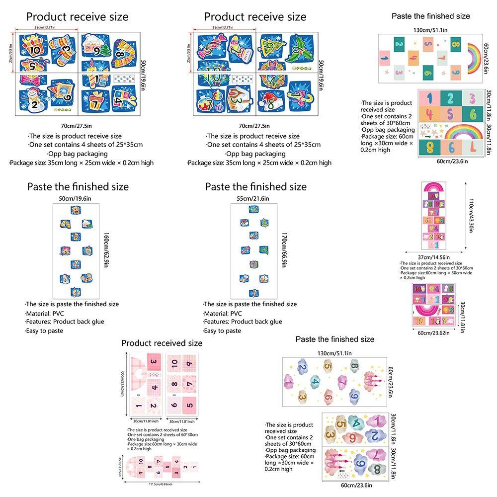 PVC Cartoon Number Grids Self-adhesive Flooring Decals Creative Wall Art  Kid's Room