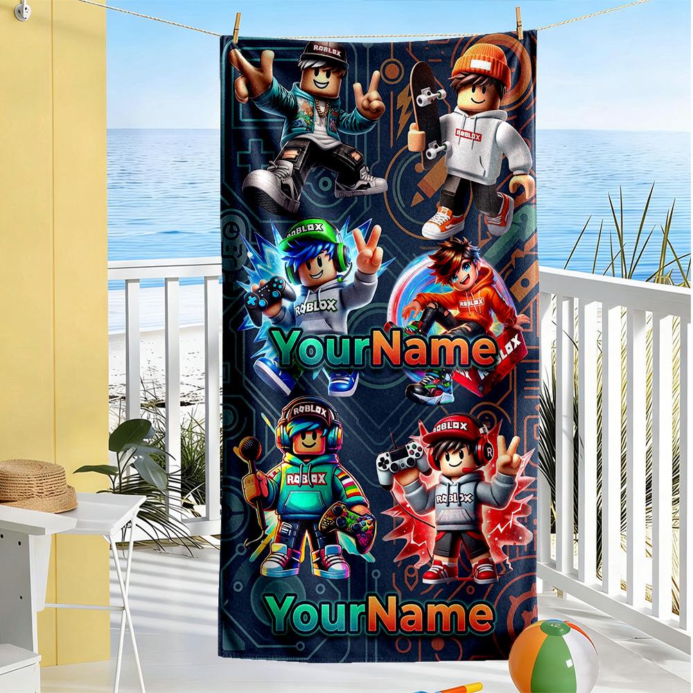 Roblox Personalized Name Beach Towel Quick-Dry Soft Microfiber Suitable for Sports Travel Swimming Yoga Bathroom Beach And Pool