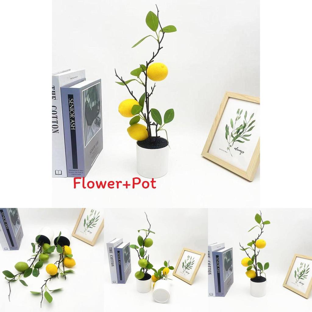 Lemon Indoor Decorative Plant With Faux Fruits For Photography And Home Decor