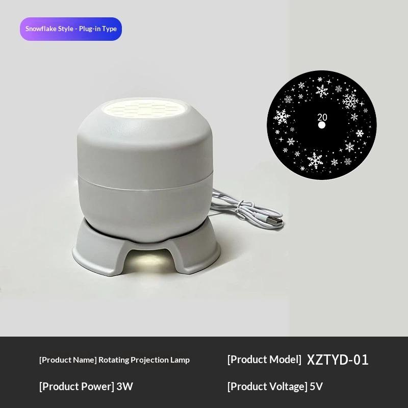 Led Ocean/Snowflake Projector Light 360 Degree Rotating Dynamic Night Light Rechargeable Usb Powered Ambient Lamp Decorative Lighting