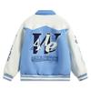 Li Ning Letter Splicing Single-Breasted Collar Loose Cotton Jacket Men Jacket Sky-Blue Champagne-White AJMV017-2