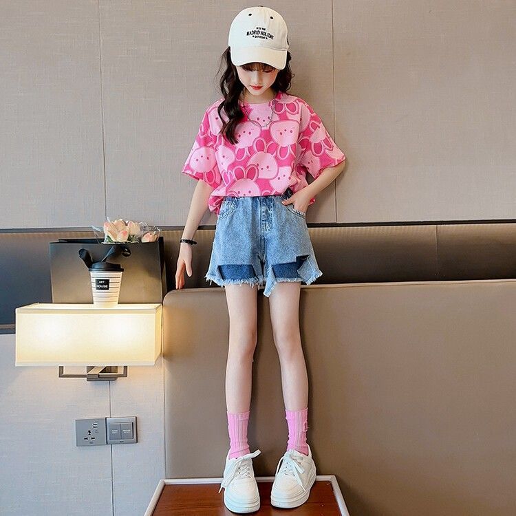 Girls Summer Lightweight Short Sleeve T Shirt Cute Stylish Casual Top 110