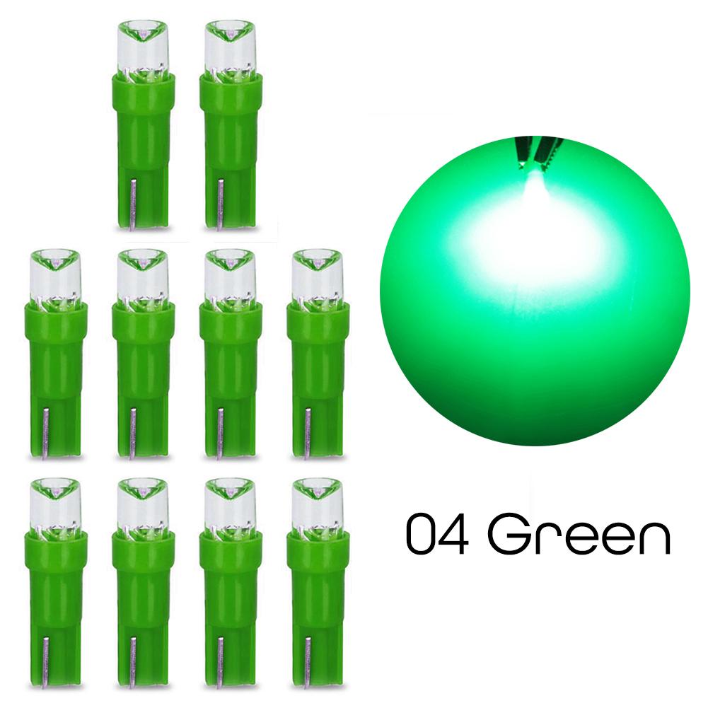 10pcs T5 LED Car Dash Dashboard Lights 74 73 286 Instrument Panel Lamp Speedometer Wedge Side Bulb Concave Lens Green White Blue