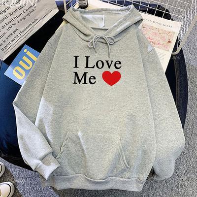 Sudaderas con capucha con estampado de letras 'I Love Me' Manga larga Sudaderas con capucha informales Ropa con gráfico de corazón Hombre Hombres Mujeres Sudadera con capucha