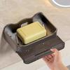 Bathroom Soap Dishes Free-Punching Wall Mounted Sticker Soap Sponge Holder Organizer Double Drainage Dish With Hooks Accessories