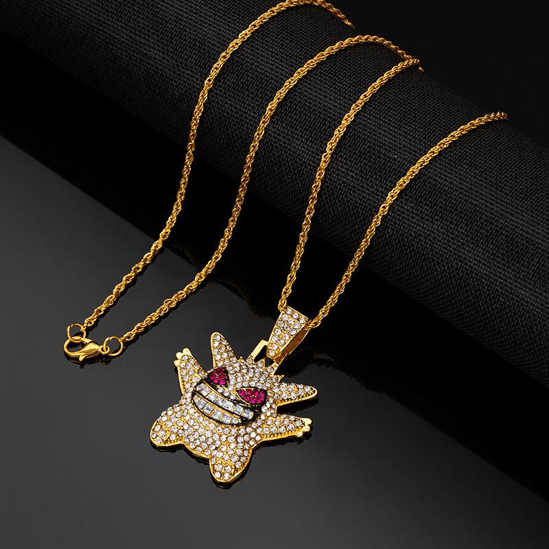 Halloween Devil Elf Diamond-encrusted Necklace Hip-hop and Funny Genggui Monster Hoodie Chain