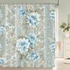 1Pc European Style Golden Flowers Shower Curtain Waterproof Fabric,Floral Print Partition Curtain Decorate Bathroom Curtain