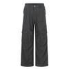 Unisex Streetwear Cargo Pants Wide Leg Straight Fit Cotton Blend Workwear Trousers Gray