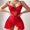 Sexy Lace Lingerie Set Sheer Mesh Cami Nightdress Garter Belt Bodysuit Women
