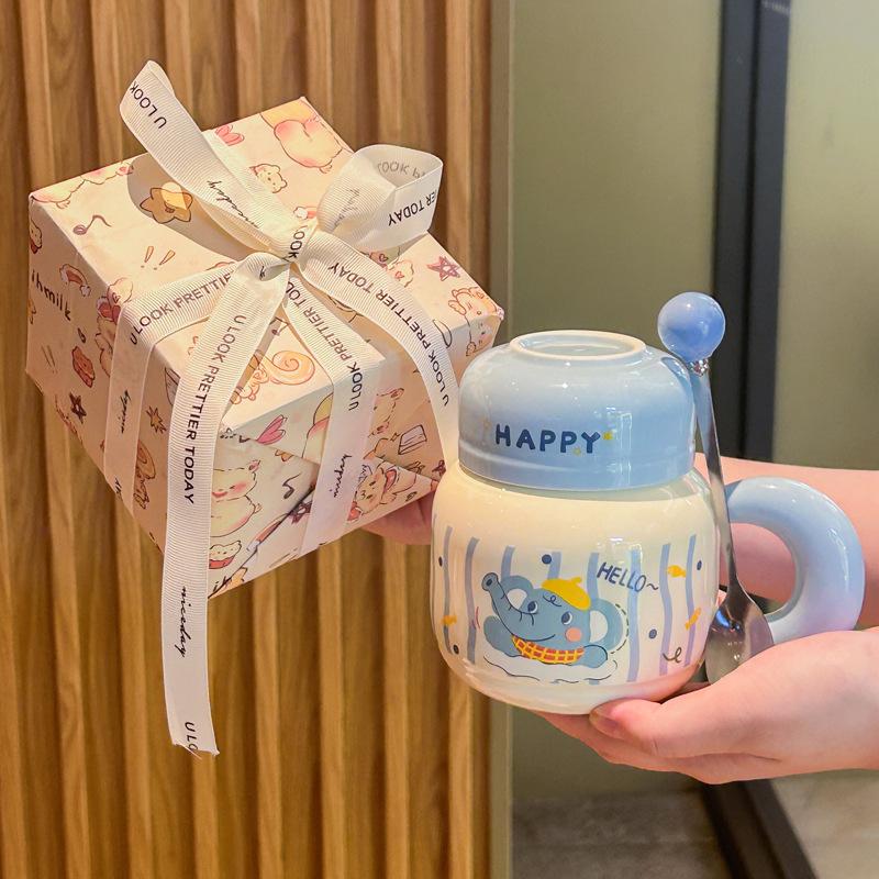 ins cute baby elephant ceramic mug high-value birthday gift for girl girlfriends meaningful souvenir