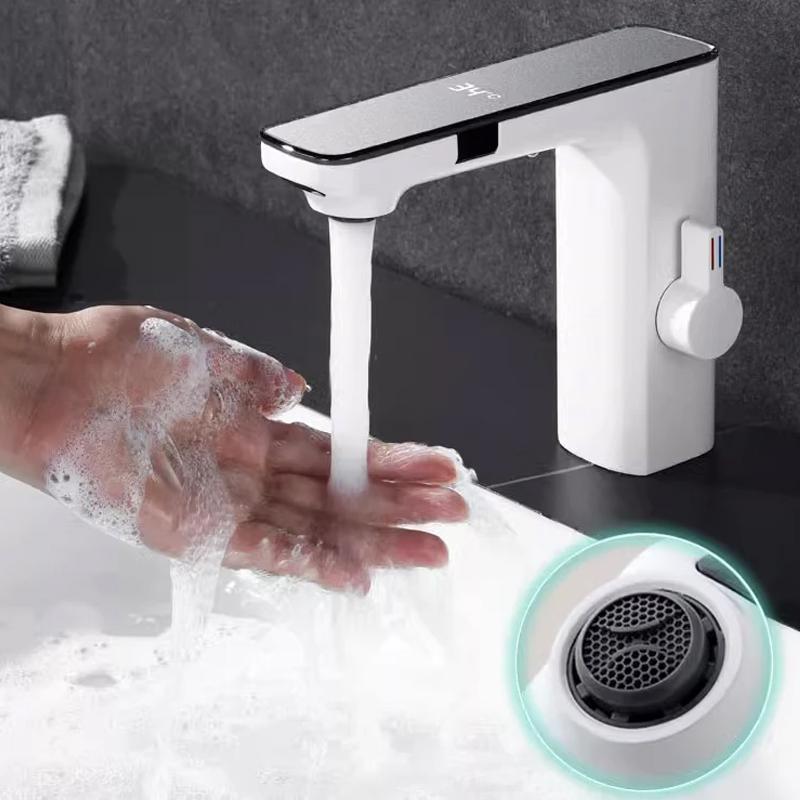 Smart Temperature Display Basin Faucet With Sensing Function LCD Digital Screen Sink Tap Cold And Hot Mixer Bathroom Tap