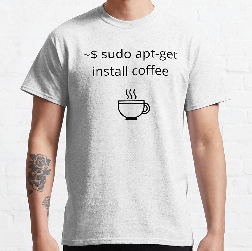 Sudo apt-get install coffee Забавный Linux Юмор Системный Администратор Графические Футболки для Разработчика Большой размер Взрослые топы S-6XL S