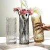 Glacier Glass Vase Transparent Flower Arrangement Vase for Rose Decor Modern Living Room Dining Table Centerpiece