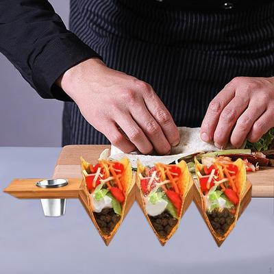 Supporto per tacos in bambù, vassoio per pizza messicana, espositore per alimenti, vassoio per pancake