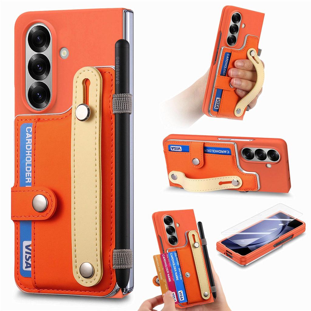 Samsung Z Fold7 Cross-Border Wristband Card Holder Case - Skin-Feel PC Shell with Integrated Film for Z Fold6